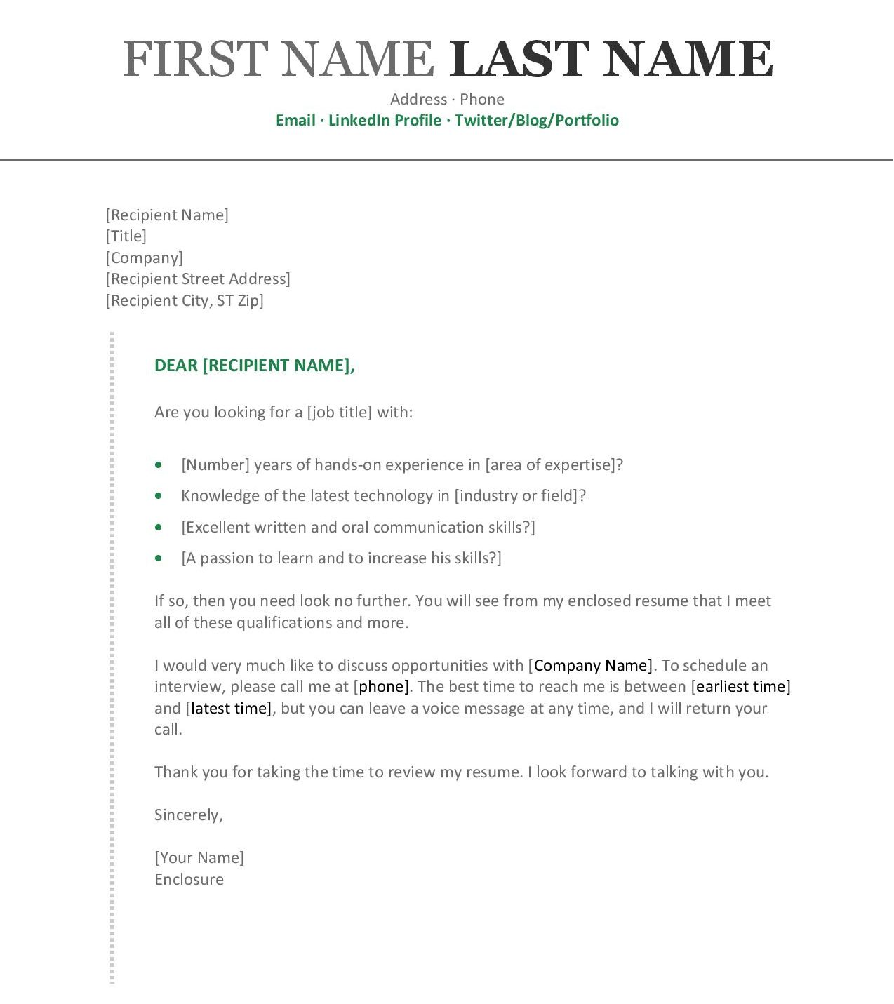 Cover Letter Template Download | 101 Business Letter