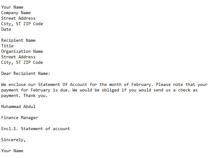 application letter for statement of account