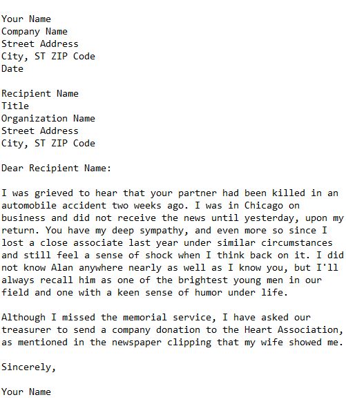 Belated Condolence Letter 101 Business Letter