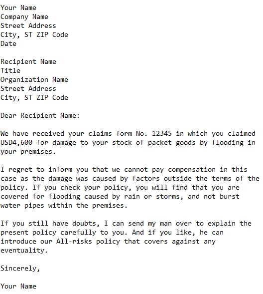 Insurance Claim Letter For Damaged Goods Infoupdate
