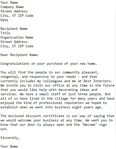 letter soliciting new customers for interior decorating