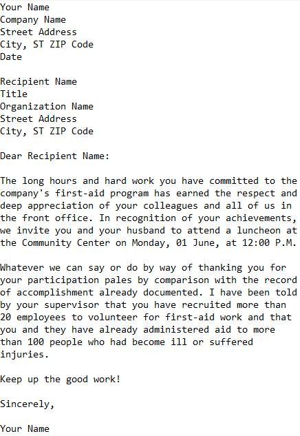 employee appreciation letter for hard work