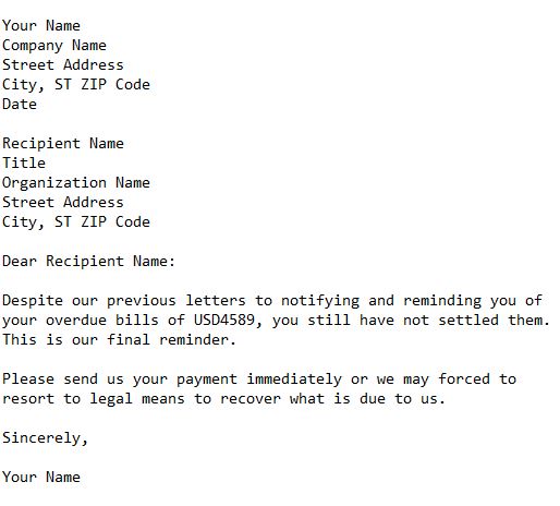sending final reminder for overdue bills