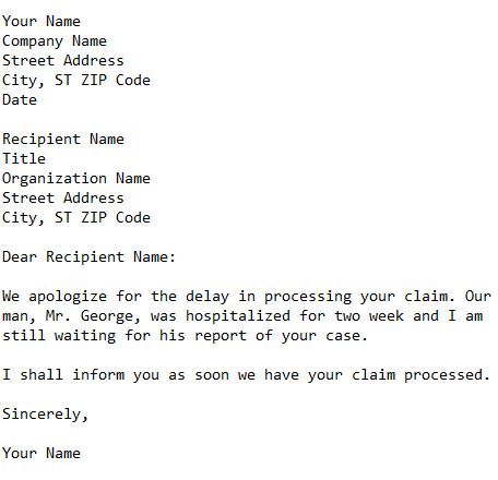 insurance letter reply to claim