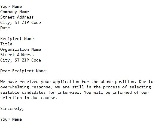 letter acknowledging job application