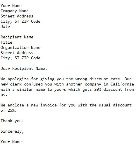 letter reply to enquiry about discount rate