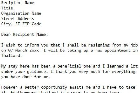 Resignation Letter Sample 101 Business Letter Employment Letters