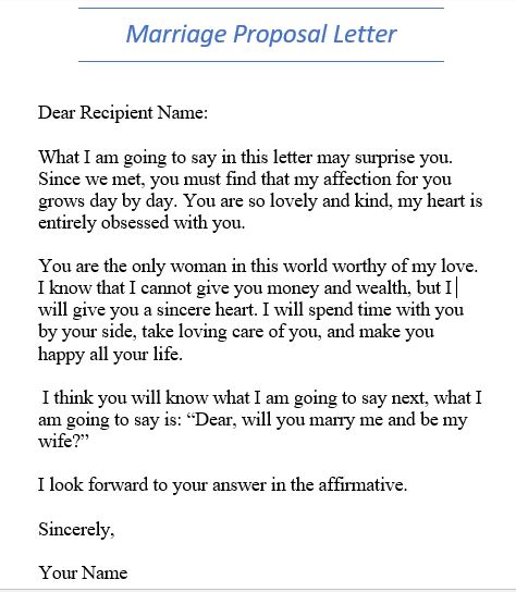 marriage proposal letter