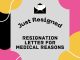 resignation letter for medical reasons