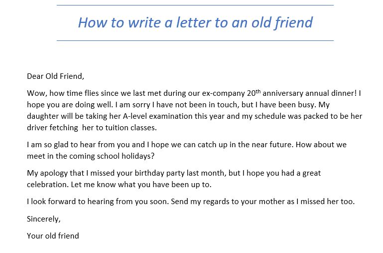 how to write a letter to an old friend