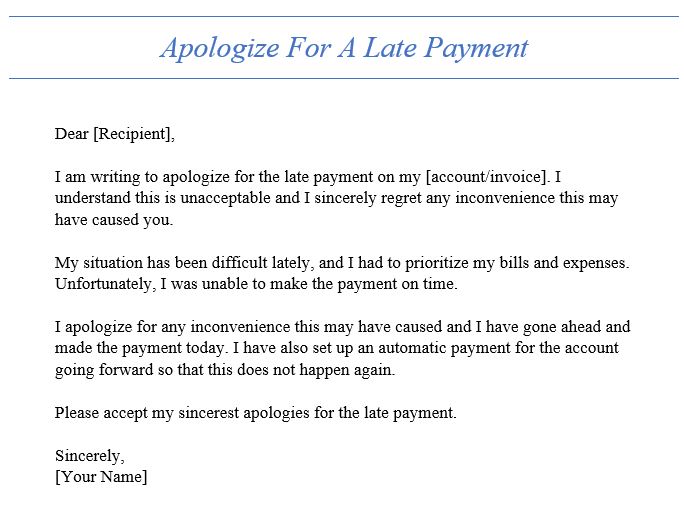 apologize for a late payment