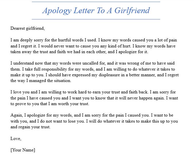 apology letter to a girlfriend