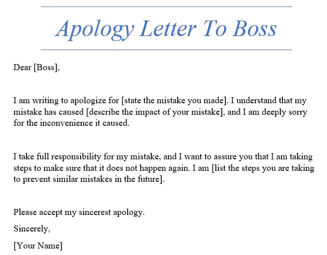 apology letter to boss