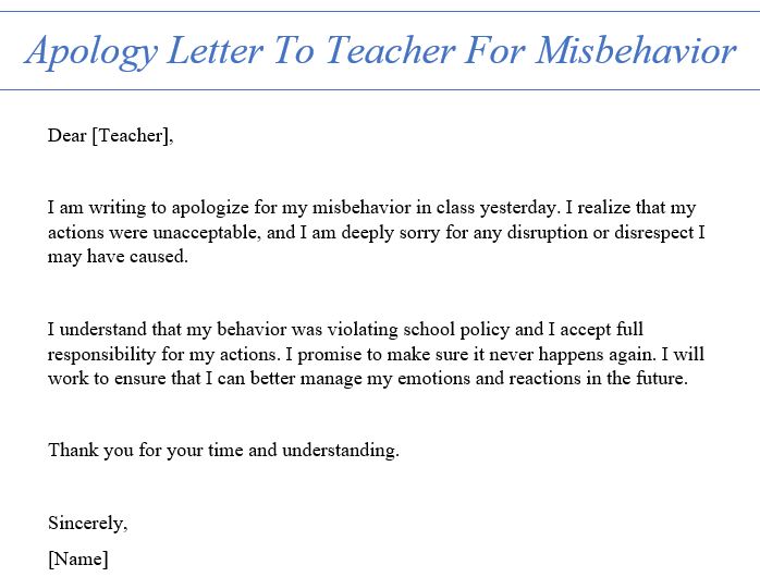 apology letter to teacher