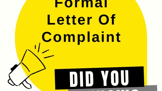 formal letter of complaint