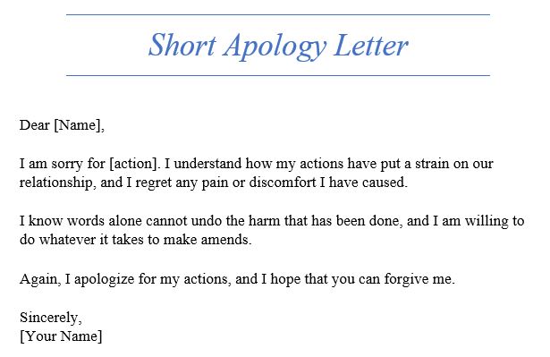 short apology letter